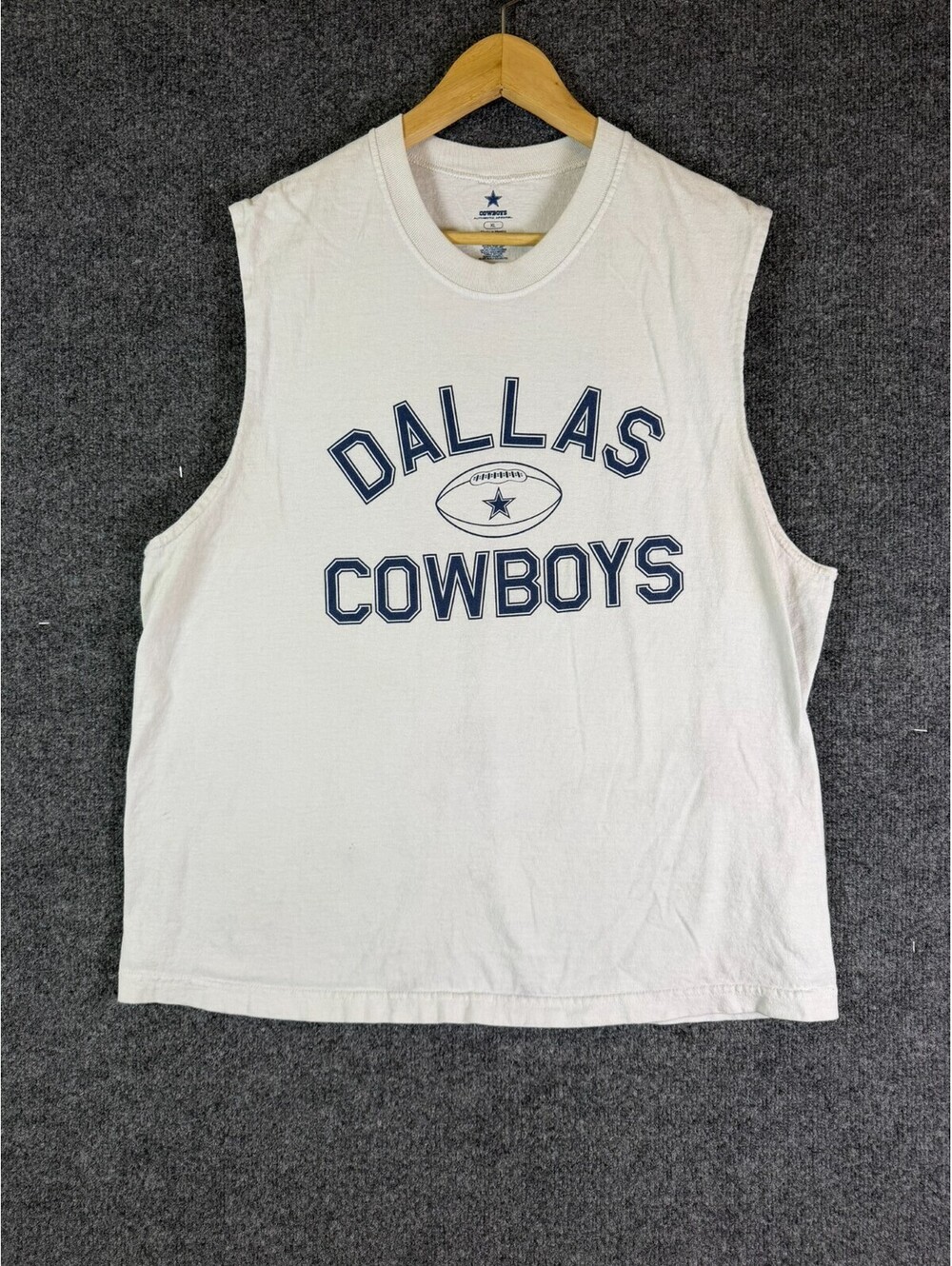 Dallas Cowboys Shirt Mens XL Sleeveless Muscle Tank Top White Football NFL